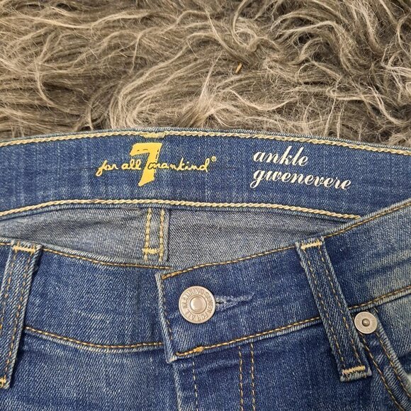 7 For All Mankind Ankle Gwenevere Skinny Jeans Distressed Size 27 7FAMK - Picture 6 of 8